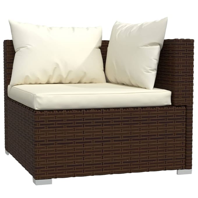 vidaXL - 6-delige - Loungeset - met - kussens - poly - rattan - bruin