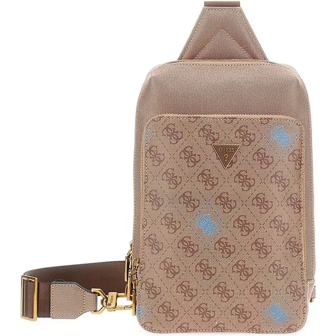 GUESS slingtas Milano Crossover Beige / Blue Lichtbruin