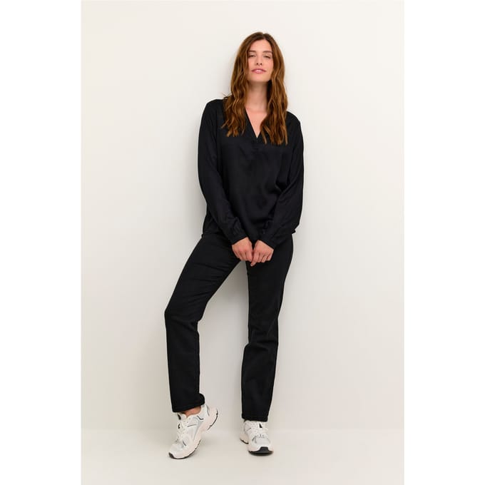 Blouse met lange mouwen Regular fit Black