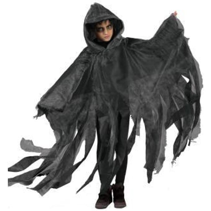 Verkleedpak griezelige grafdelver kind Cape Grijs One Size