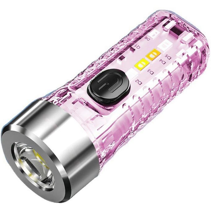 Mini lampe de poche multifonction haute luminosité, porte-clés, multimodes pour l'extérieur et la maison, Portable rose