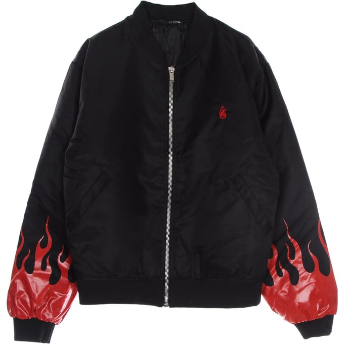 Heren Bomberjack Red Flames Bomber Zwart/rood