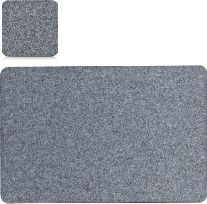 Placemats en onderzetters - set 4x - grijs - vilt - 45 x 30 cm
