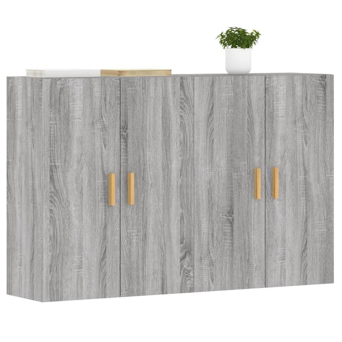 vidaXL - Hangkasten - 2 - st - bewerkt - hout - grijs - sonoma - eikenkleurig
