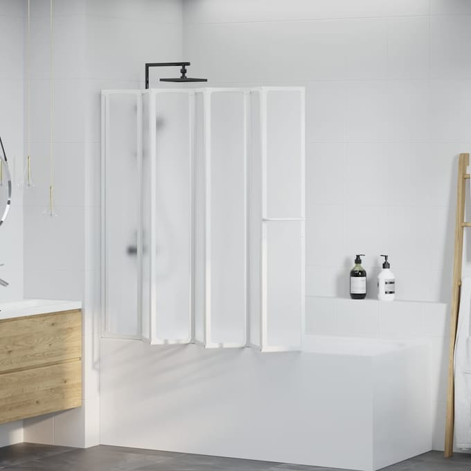 vidaXL - Douche - en - badscherm - 140 - x - 168 - cm - 7 - panelen - met - handdoekrek