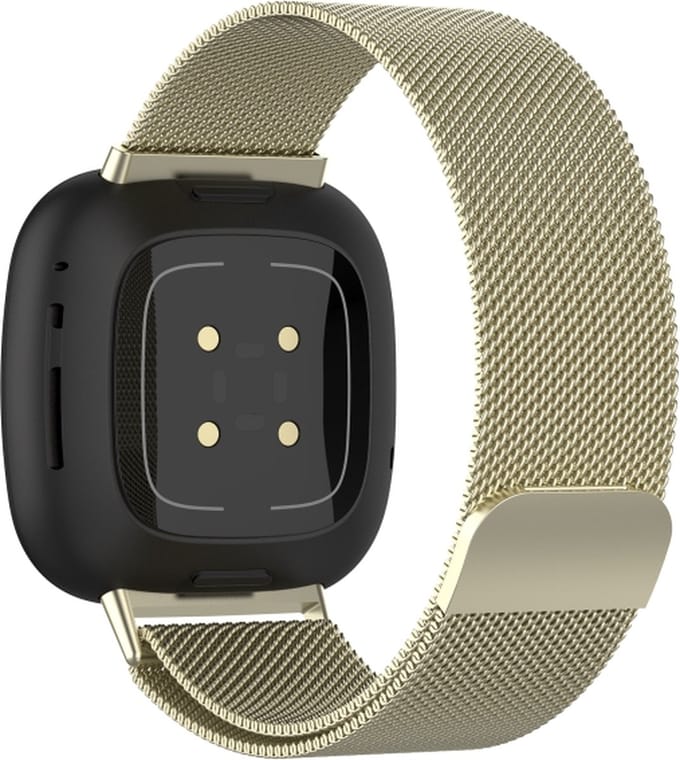 Milanees bandje - geschikt voor Fitbit Versa 3, Versa 4 / Sense - M/L - champagne