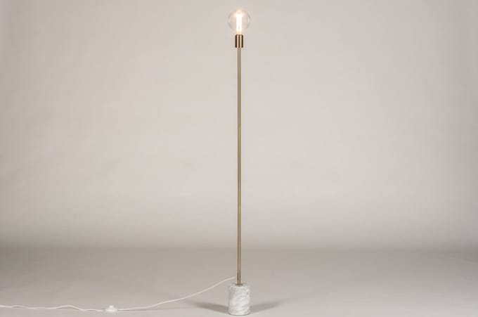 Lumidora Vloerlamp 74480 - BASIC - E27 - Wit - Grijs - Goud - Messing (kleur) - Metaal - ⌀ 11 cm