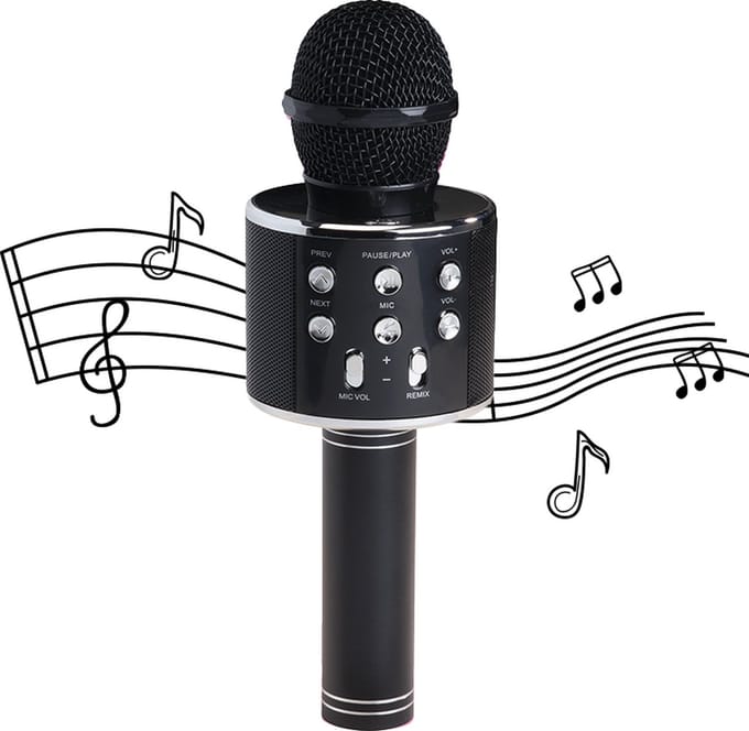 Denver Karaoke Microfoon Bluetooth - Draadloos - Karaoke Set - Ingebouwde Speaker - AUX - MicroSD - KMS20 - Zwart