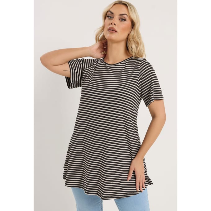 Yours Zwarte Gestreepte Swingtop Size 44