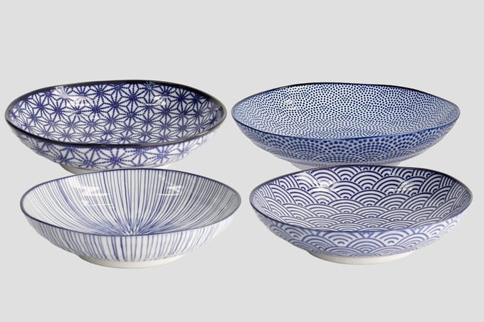 Tokyo Design Studio – Nippon Blue – Pastaborden Set – 4 stuks 21×5.2cm