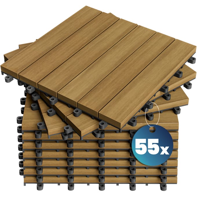 Casaria Vlondertegel – 55 Stuks 5m² – Eucalyptus – 30x30cm – Kliksysteem