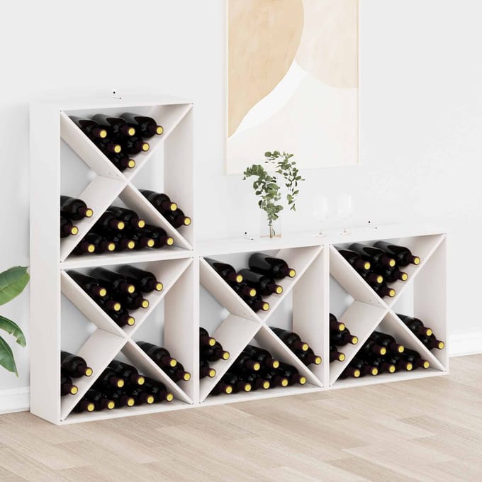 vidaXL - Wijnrek - 4 - st - Wit - 62 - x - 25 - x - 62 - cm - Massief - grenenhout