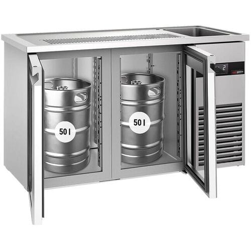 GGM Gastro Bierkoeling PREMIUM - 1550x700mm - 2 glazen deuren zilver