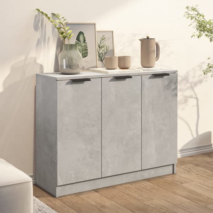 vidaXL - Dressoir - 90,5x30x70 - cm - bewerkt - hout - betongrijs