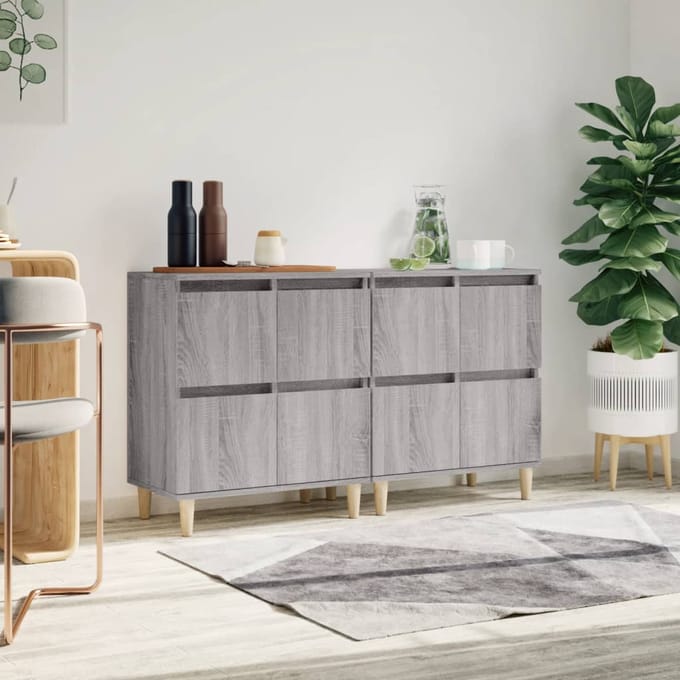 vidaXL - Dressoirs - 2 - st - 60x35x70 - cm - bewerkt - hout - grijs - sonoma - eikenkleur