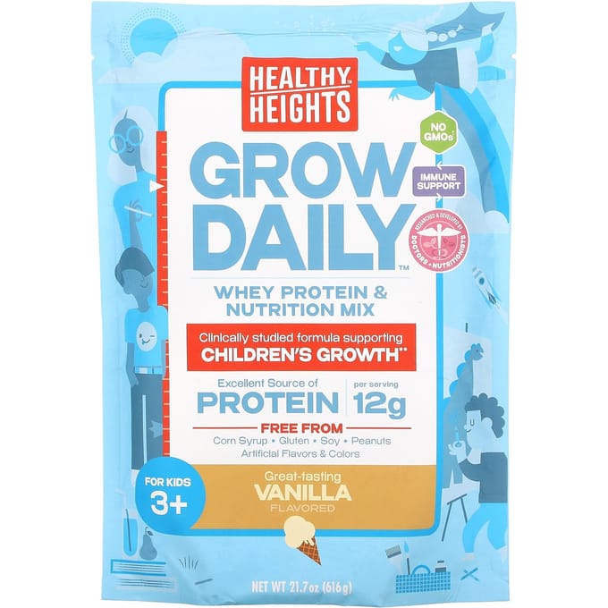 Grow Daily, Wei-eiwit & Voedingsmix, Voor Kinderen 3+, Vanille, 616G (21.7oz)