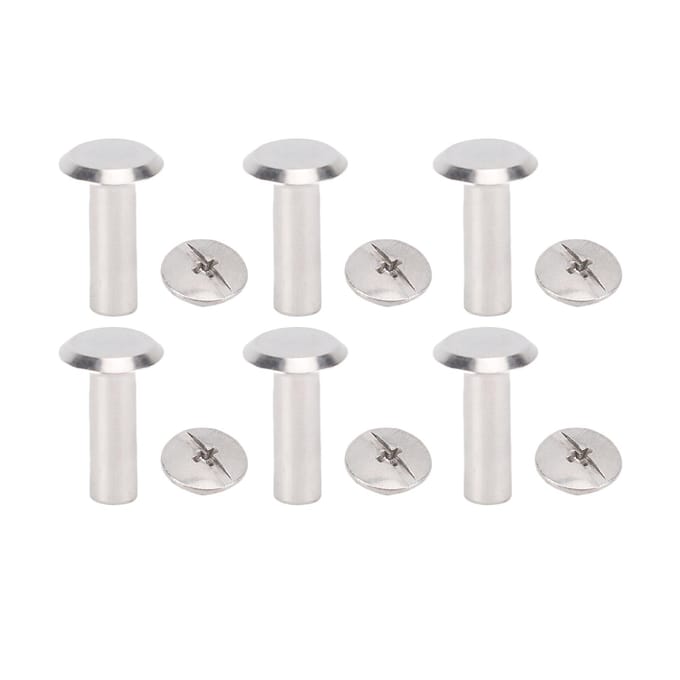 100 Ensemble Rivets Clous Métalliques Acier Inoxydable Multifonctionnel M3 Vis à Tête Ronde Plate Rivets Cuir white