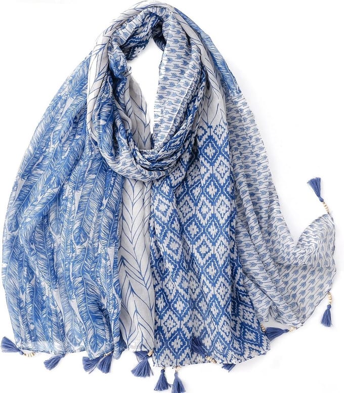 Lange Boho Stola met Franjes en Parels voor Dames