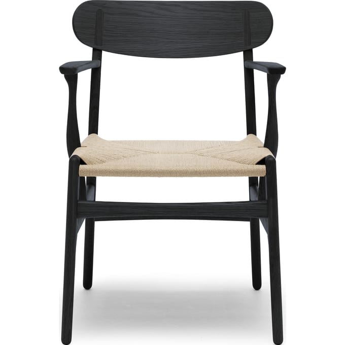 Carl Hansen & Søn - CH26 stoel - gelakt zwart - Vlecht natuur