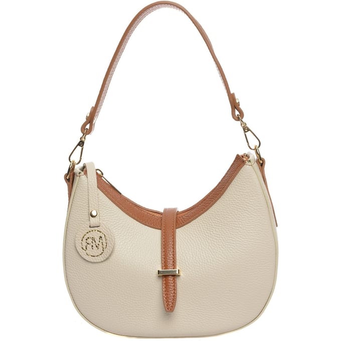 Roberta M Beige Rundleer Tas
