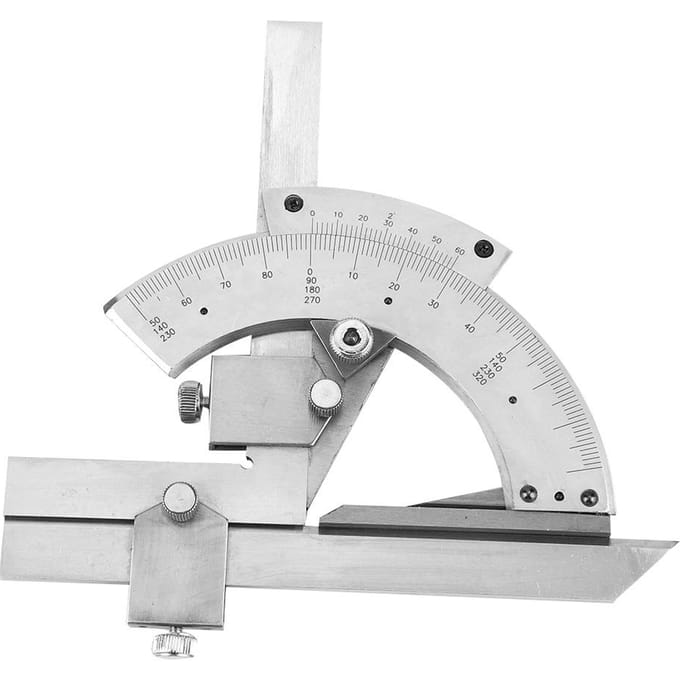 Koolstofstaal Fijnafstelling Hoekzoeker Liniaal 0 320 graden Universele Hoekmeter Protractor wit