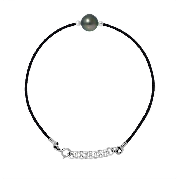 LOVE armband LINK Tahitian Pearl Ronde 8-9 mm Link Nylon Black 925