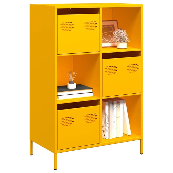vidaXL - Hoge - kast - 68x39x103,5 - cm - staal - mosterdgeel
