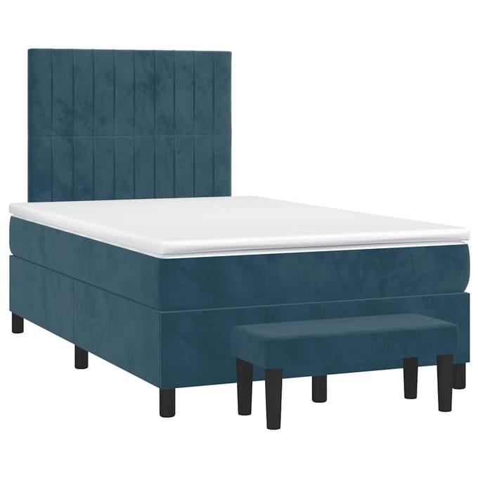 vidaXL - Boxspring - met - matras - fluweel - donkerblauw - 120x200 - cm