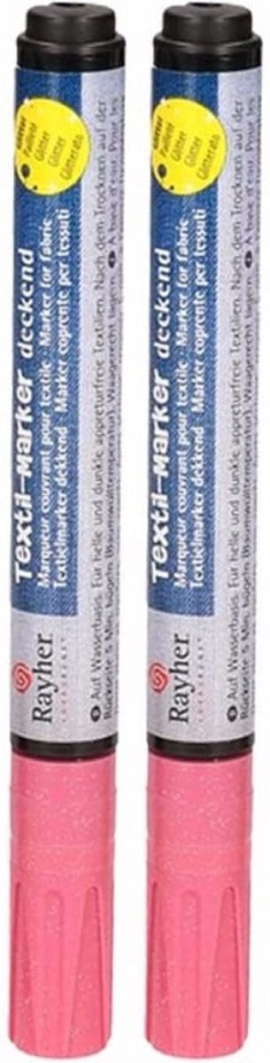 2x stuks roze glitter textielstift - Op kleding schrijven stiften