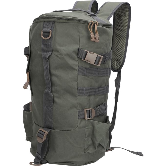 Sac à dos de pêche Grande capacité Portable Cylindrique Sac pour cannes à pêche avec porte-cannes Vert armée