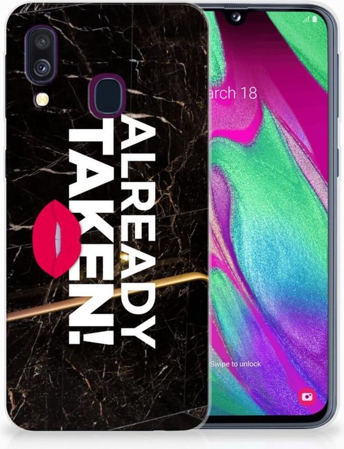 Samsung Galaxy A40 Siliconen hoesje met naam Already Taken Black