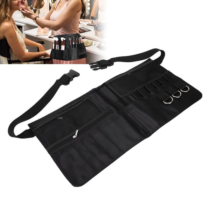 Professionele Make-up Kwast Tool Horloge Sieraden Opbergtas Hoes Taille Tas black