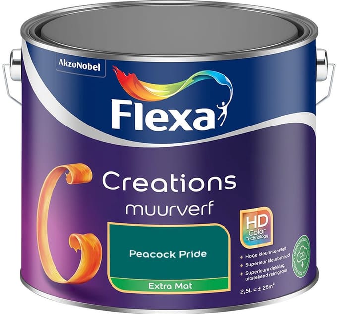 Flexa - Creations Muurverf Extra Mat - Peacock Pride - Mengverf - 2,5 L