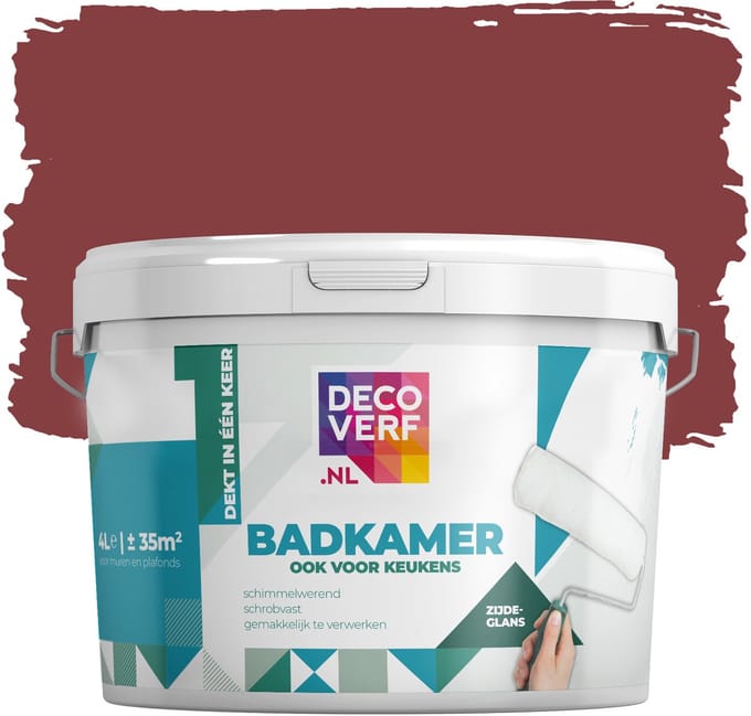 Decoverf badkamer verf donkerkoraal, 4L