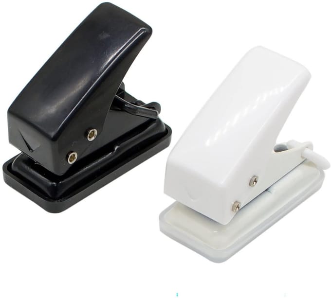 Set van 2 Kleine Handige Enkele Papierperforators - Zwart en Wit