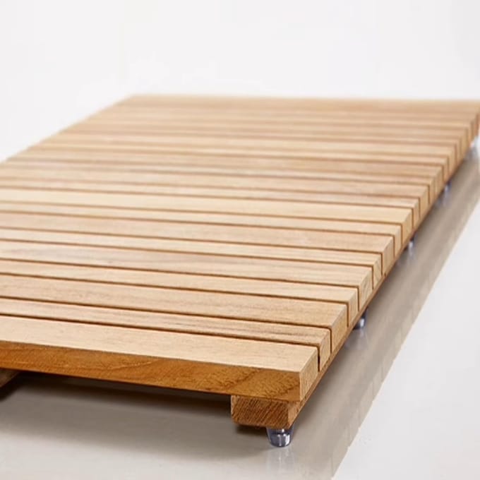 Houten Badmat - Douche Platform - Veilig Douchen - Antislip Voetjes - 40x120cm - Houtkleur