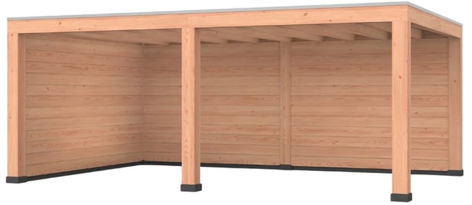 Douglas overkapping, 600 x 400, met achterwand en zijwand, Westwood Modern Plus