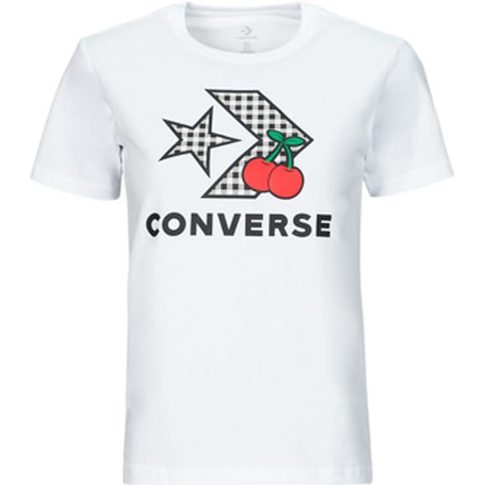 T-shirt Korte Mouw Converse CHERRY STAR CHEVRON INFILL TEE WHITE
