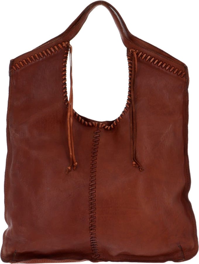 CAMPOMAGGI Leren Schoudertas Shopping Bag Cognac Bruine