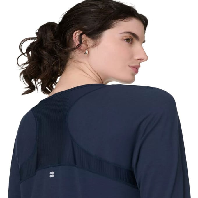 Sweaty Betty Breathe Easy Mesh Long Sleeve Top BLAUW - Maat M