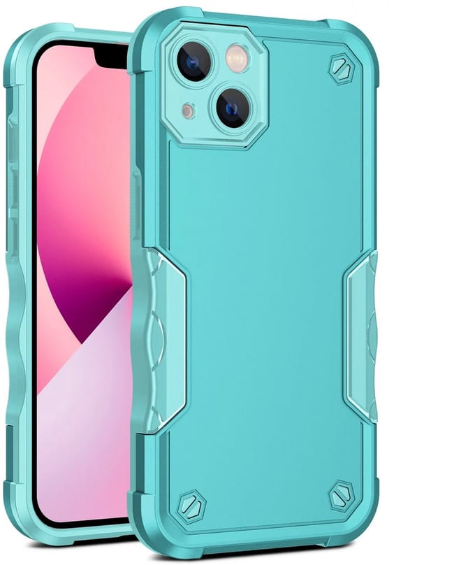 Cityhoesje - iPhone 15 Plus-14 Plus - Non-slip Stripes- - PC+TPU Backcase - SKY Blauw