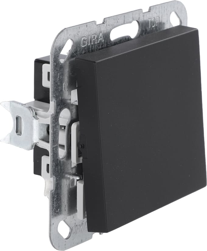 Gira E2 schakelaar - inbouw - kruis - zwart