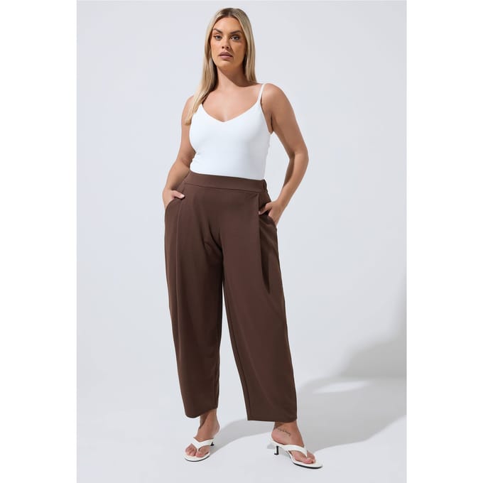 Limited Collection Chocoladebruine Geplooide Barrel Legbroek Size 54-56
