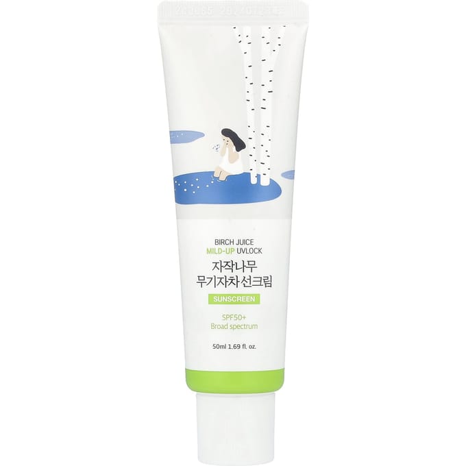 ROUND LAB Berkensap Hydraterende Mild-Up Zonnebrandcrème SPF50+ PA++++ Minerale Zonnebrandcrème 50ml white