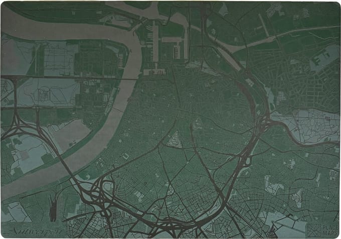 Place Maps Placemat Skyline Gent - Drie Torens - Kunstleer - Champagne - 1 Stuk