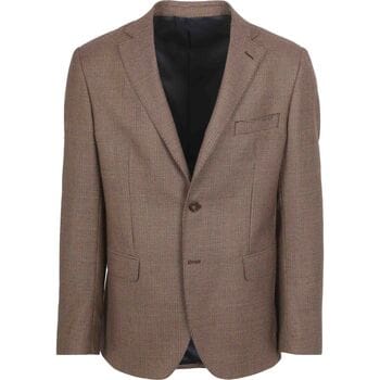 Suitable Pied De Poule Colbert Wol Bruin - Maat 48 - Heren blazer
