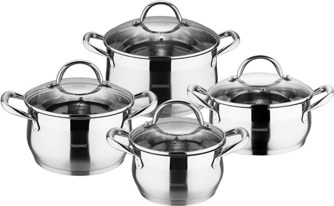 Bergner Roestvrijstalen pannenset - 8 delig
