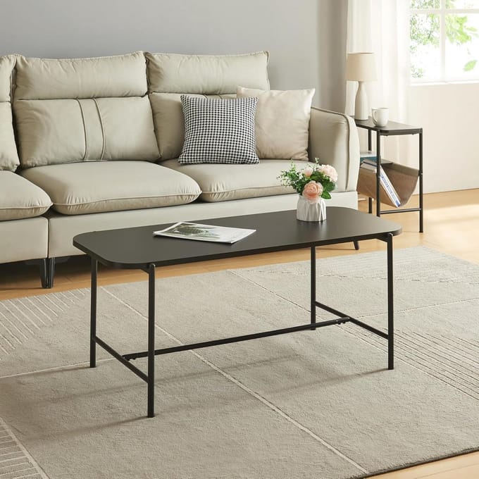 Salontafel industrieel design zwart 110x50x45 cm