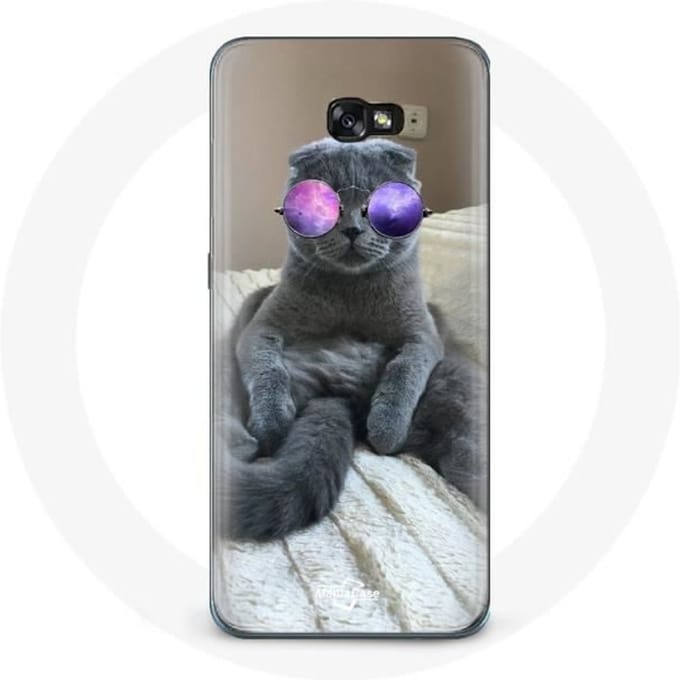 Case voor Samsung Galaxy A8 2016 Kat met paarse bril