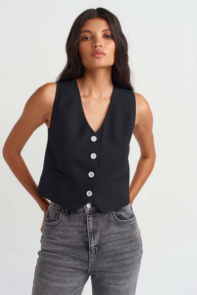 Dames Korte Geweven Gilet